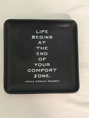 Black Inspirational Trinket Dish with White Quote!